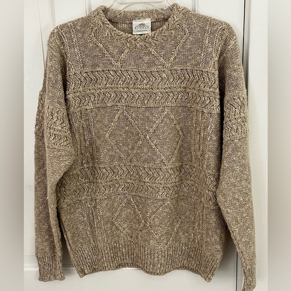 Vintage Bonner of Ireland Hand Loomed Linen Cotton Blend Knit Sweater Neutral - Picture 1 of 14